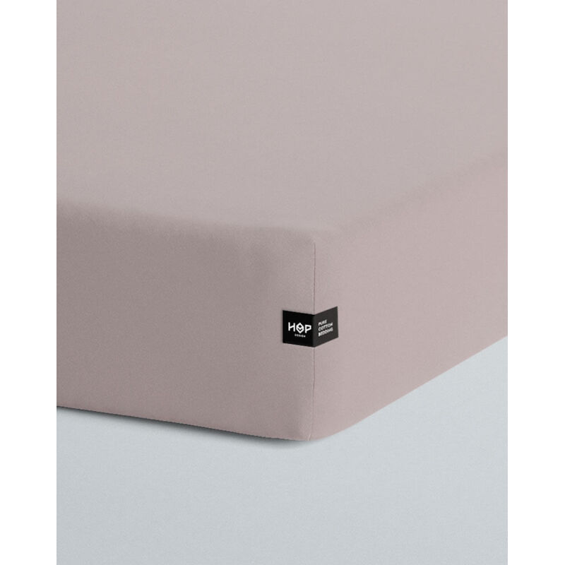 Drap-housse PURE - rose poudré 160 x 200 cm - avec bande de maintien (hauteur jusqu'à 20 cm)