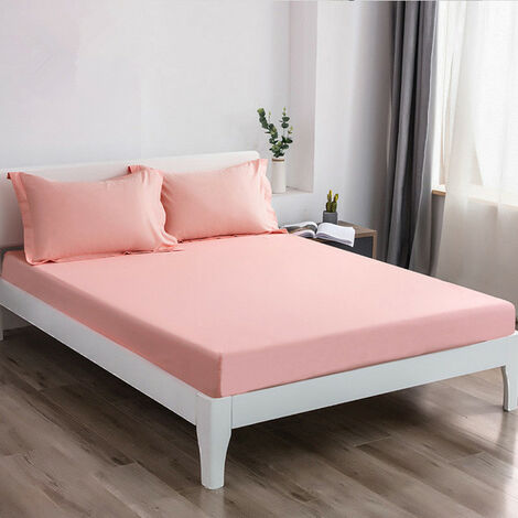 Drap-housse rafrachissant d&39été en microfibre douce, couverture de lit à poche profonde de 30cm, résistant à la décoloration et aux plis (sans taie d&39oreiller),pink,Queen 150x200x30cm