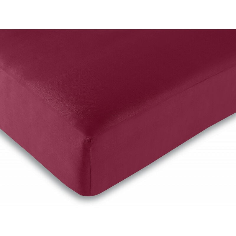 univers decor - drap housse rouge 140 x 190 cm / 100% coton / 57 fils/cm²