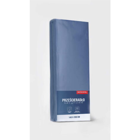 Drap-housse satin 180x200 microfibre bleu