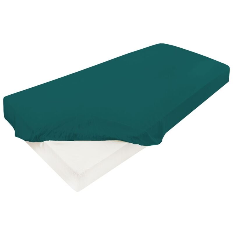 Drap-housse satin 90x200x25, vert bouteille34, MATEX