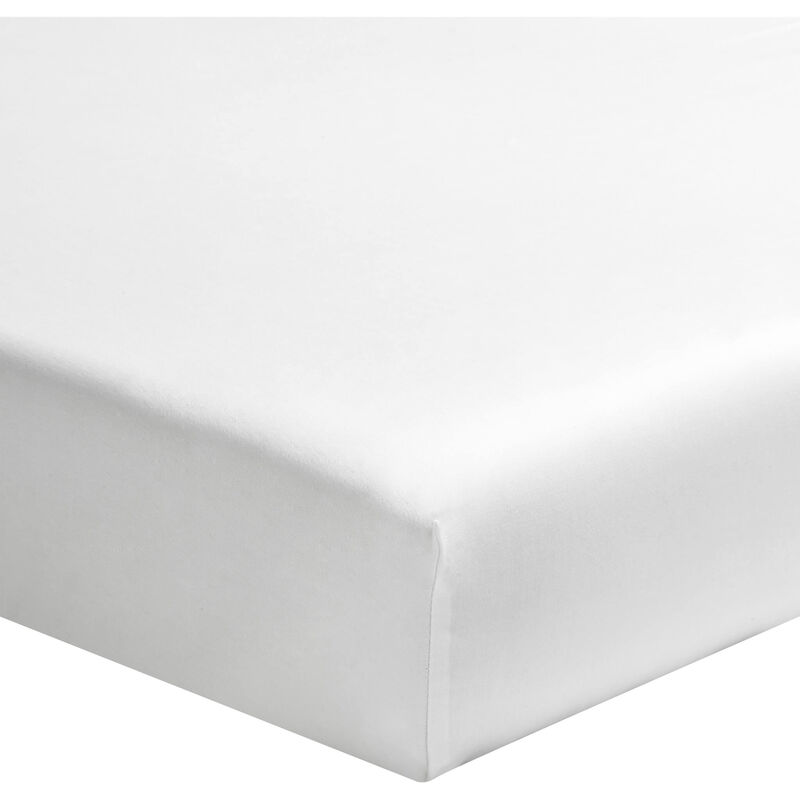 Terre De Nuit - Drap housse blanc 100% satin de coton bonnet 30 cm 120x190 cm