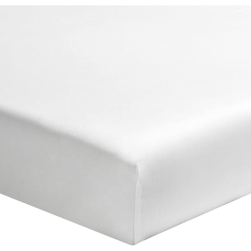 Terre De Nuit - Drap housse blanc 100% satin de coton bonnet 30 cm 120x200 cm