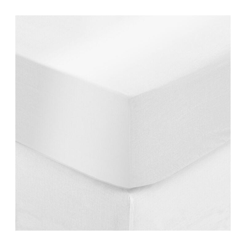 Atmosphera - Drap Housse 'Satine' 140x190cm Blanc Atmosphera - Drap Housse 'Satine' 140x190cm Blanc