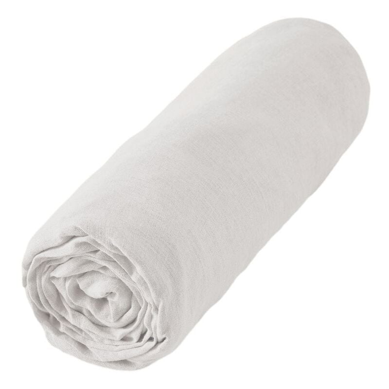 L'effet Papillon - Drap housse 'Soline' toutes dimensions Lin lavé - Couleur: Soline Craie - Taille de drap housse: 180 x 200 cm bonnet de 30 cm