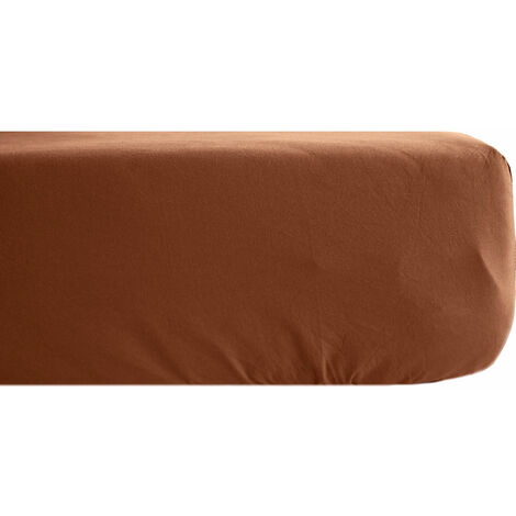 Drap housse Terre cuite en percale de coton 80 fils 90 cm