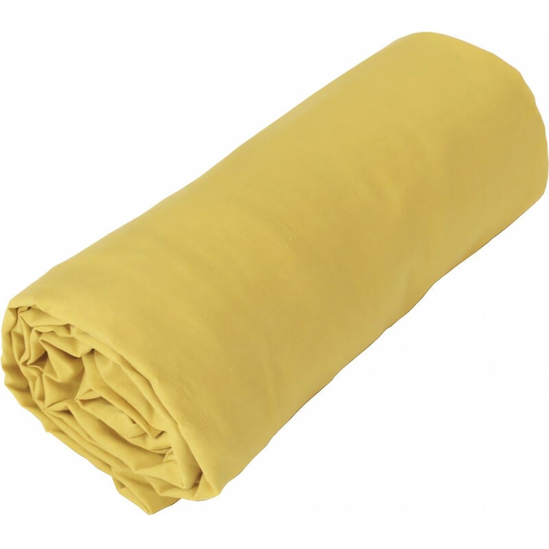Drap housse tpr 2x100x200 cm alabama curry, par Toison D'or Jaune