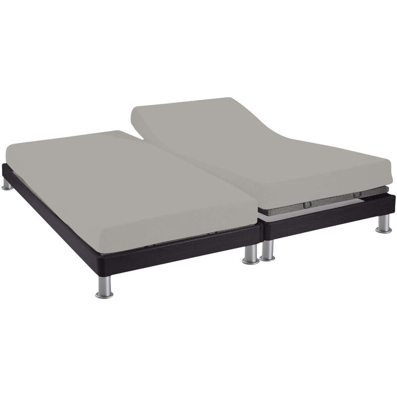 Terre De Nuit - Drap housse tpr gris mastic 100% coton bonnet 30 cm 2x80x200 cm