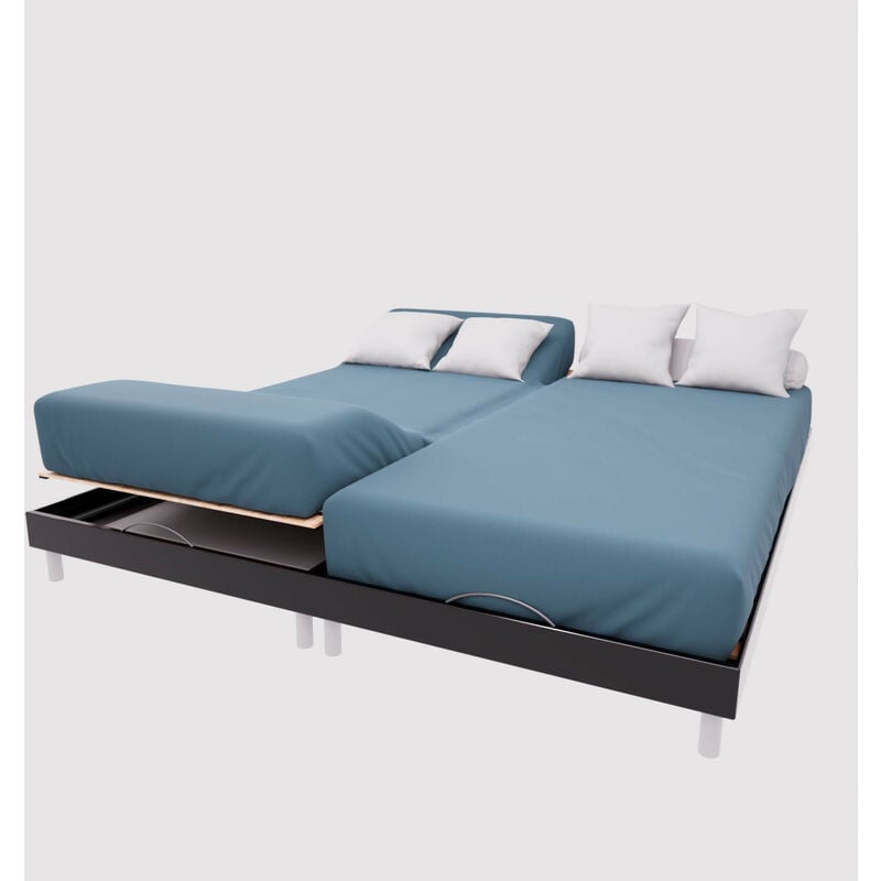 Drap housse tpr en coton 57 fils 2x70x190 cm uni bleu canard, par Soleil d'Ocre