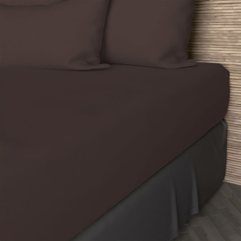 Soleil D Ocre - Drap housse en coton 57 fils 90x200 cm uni brun, par Soleil d'ocre Soleil D Ocre - Drap housse en coton 57 fils 90x200 cm uni brun, par Soleil d'ocre