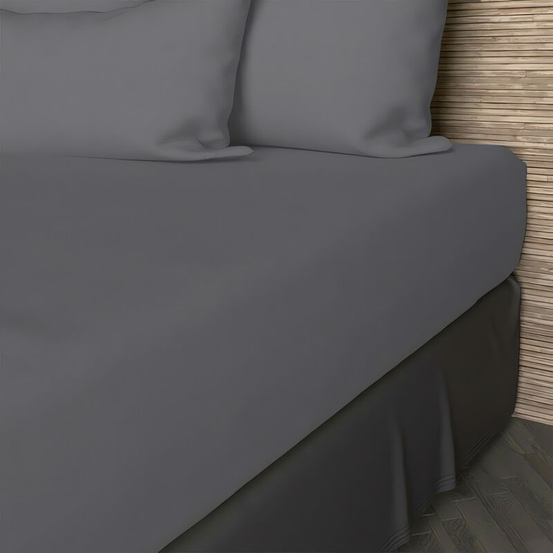 Soleil D Ocre - Drap housse en coton 57 fils 180x200 cm uni gris, par Soleil d'ocre