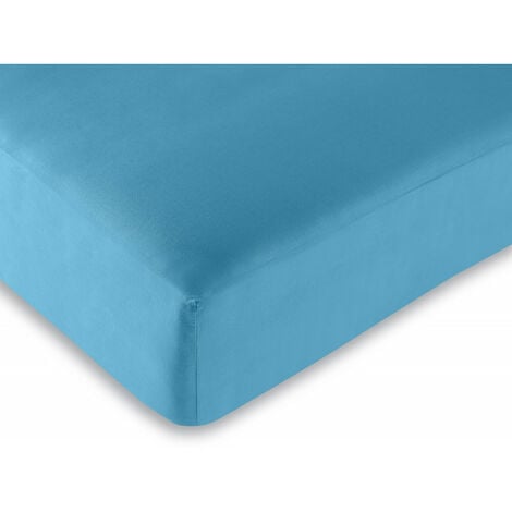 UNIVERS D�COR Drap housse Turquoise 200 x 200 cm / 100% coton / 57 fils/cm² King size