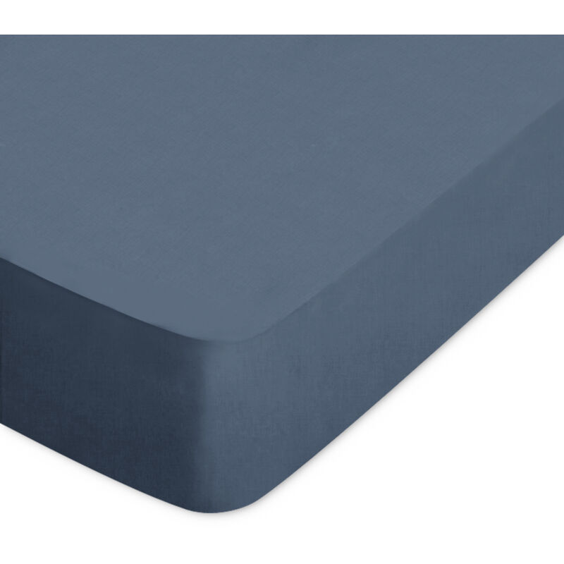 Drap housse uni 180x200 cm bonnet 40 cm coton ALTO gris Alu