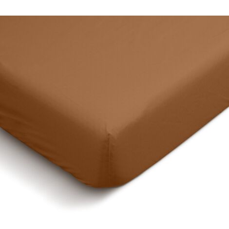 Drap Housse uni 100% Percale de coton - Terracotta - 140x190cm