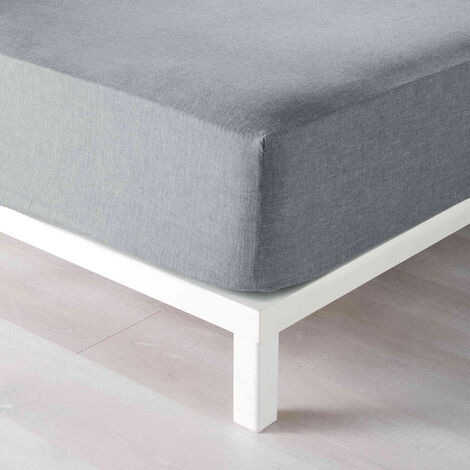 Drap housse uni - 140 x 190 cm - Actually - Gris - Livraison gratuite