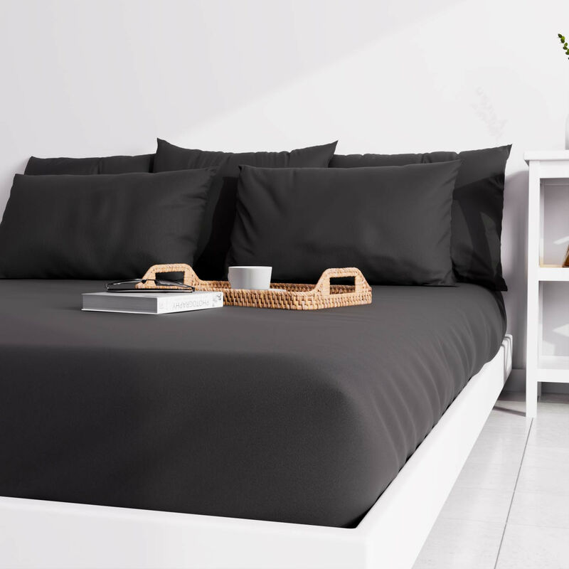Soleil D Ocre - Drap housse uni 140x190 cm zzz noir