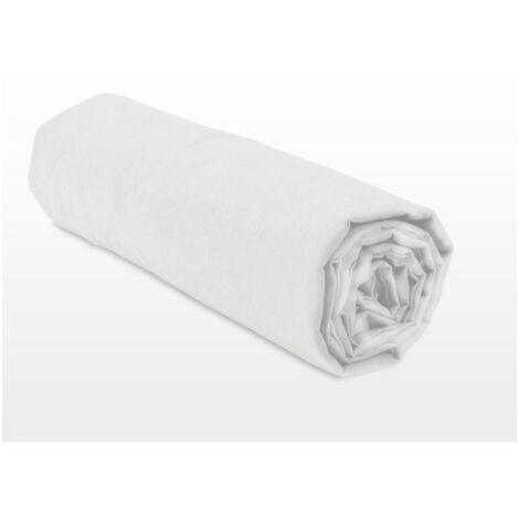 Drap housse uni coton 57 fils blanc 140x190 cm bonnet 25cm