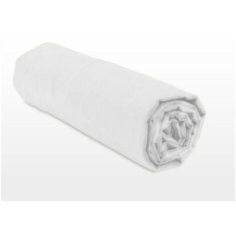 Drap housse uni coton 57 fils blanc 90x190 cm bonnet 25cm