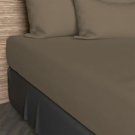 Drap housse uni en coton 160x200 cm JERSEY taupe, par Soleil d'ocre