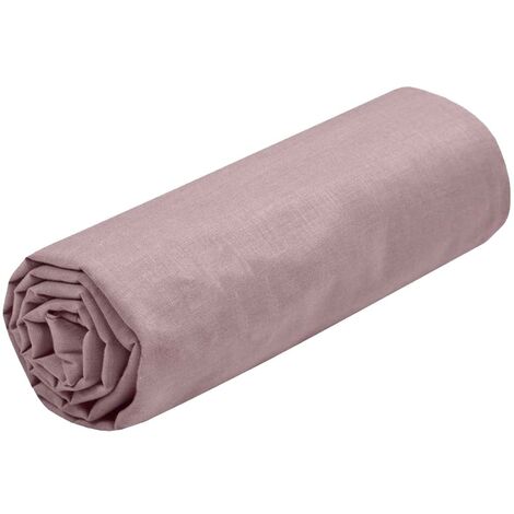 Drap housse uni vieux rose 160 x 200 cm collection Eden