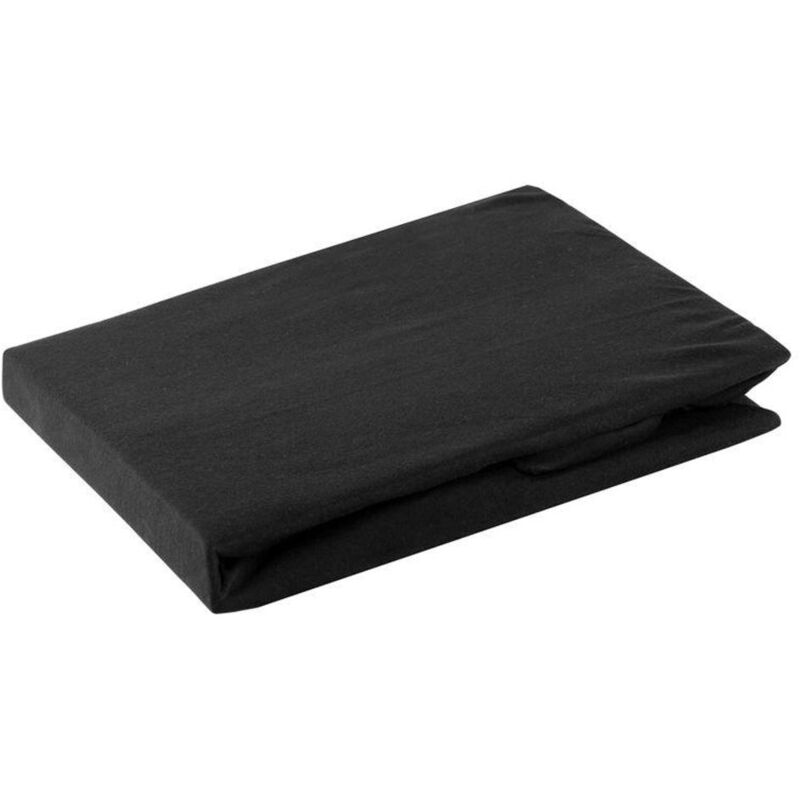 Drap Jersey Côtelé D91 220x200 Cm, Hauteur 30 Cm Noir