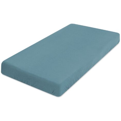 Drap MOUSSELINE avec élastique 160x200x25, marine34, MATEX