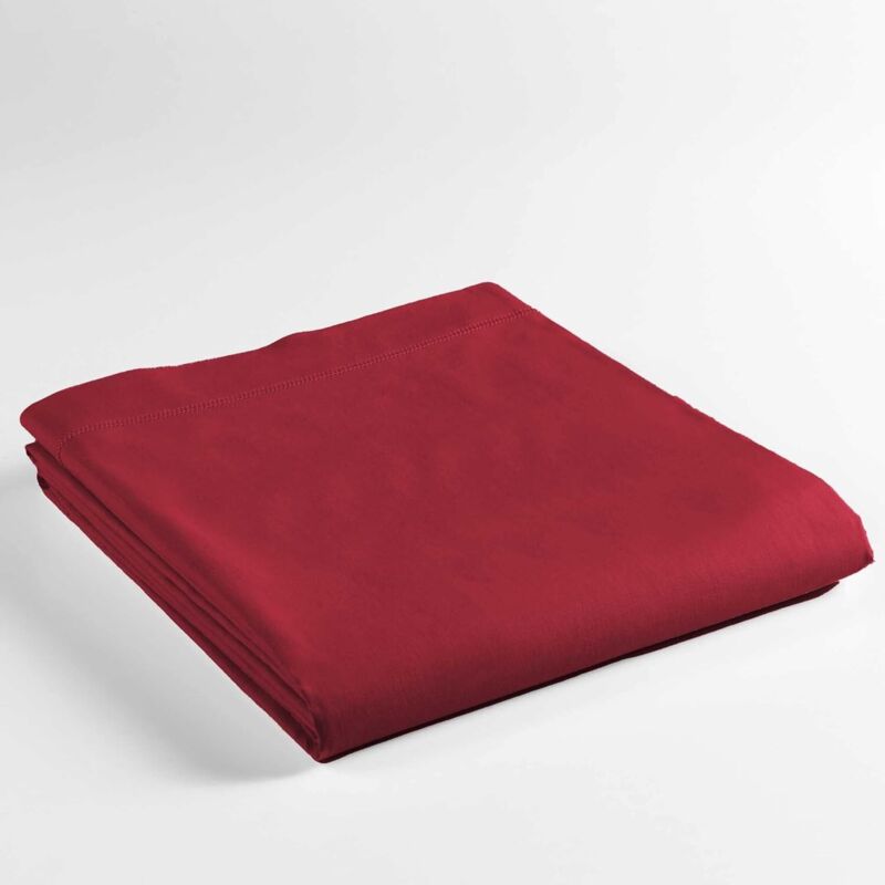 Bricoline - Promo Linge - Drap Plat Lina - 100% Coton - Certifié Oeko-TEX r - rouge - 290x180 cm