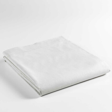 Drap plat 1 personne 180 x 290 cm uni 57 fils lina  + point bourdon Blanche