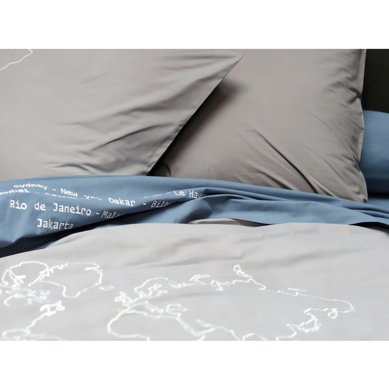 Drap plat 180x290 cm brodé navigateur par Sylvie Thiriez