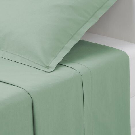 Drap plat 2 Personnes en Coton Vert céladon 240 x 290 cm - Atmosphera