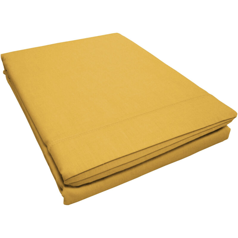 Drap plat 2 personnes 240 x 300 cm uni 57 fils lina + point bourdon Miel
