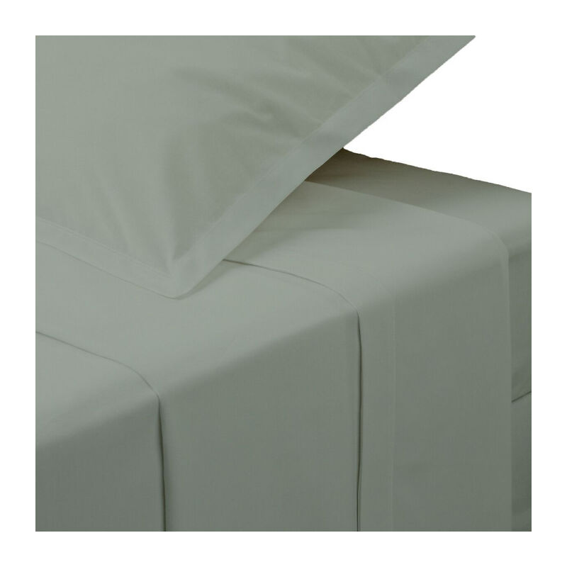 Drap Plat 2 Personnes 'Percale' 240x290cm Vert Tilleul