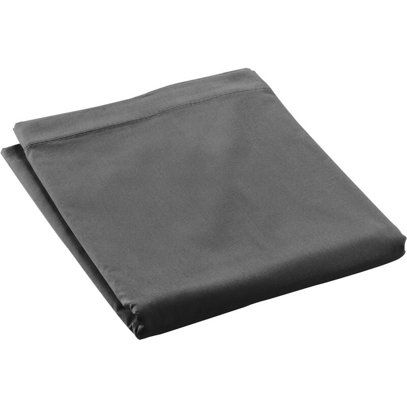 Douceur D'intérieur - Drap plat 240 x 300 cm Percale de coton gris acier