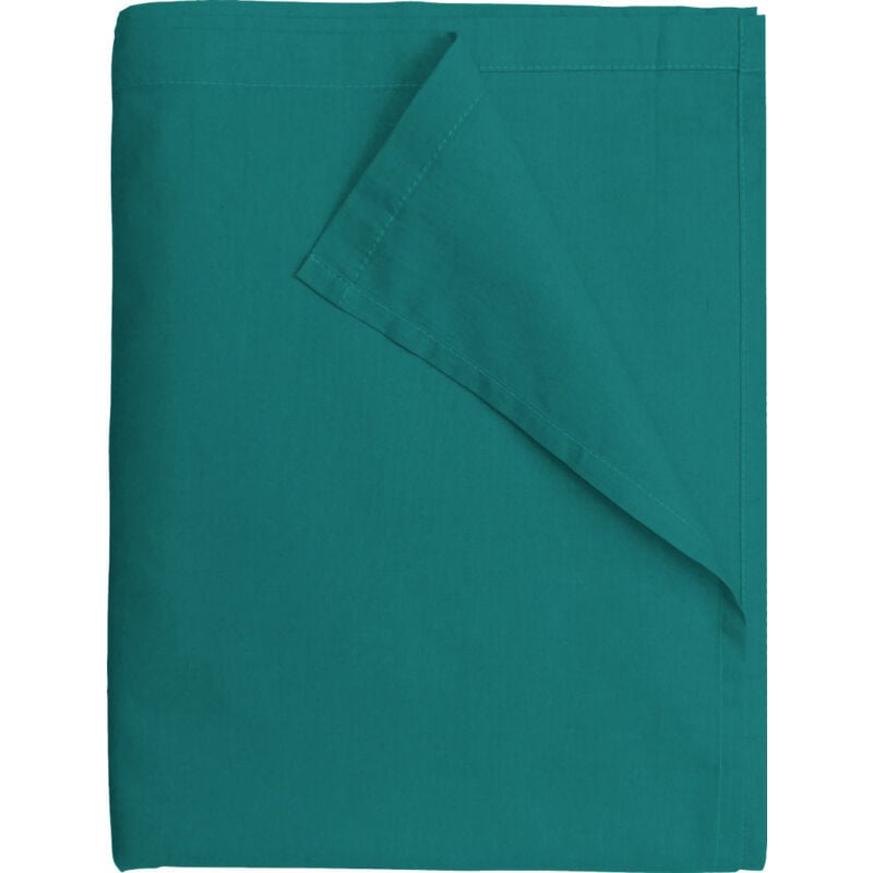 Le Linge De Jules - Drap Plat 240x300 cm Vert turquoise - 100% coton 57 Fils