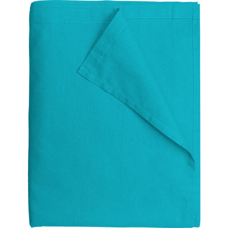 Le Linge De Jules - Drap Plat 240x300 cm Bleu turquoise - 100% coton 57 Fils