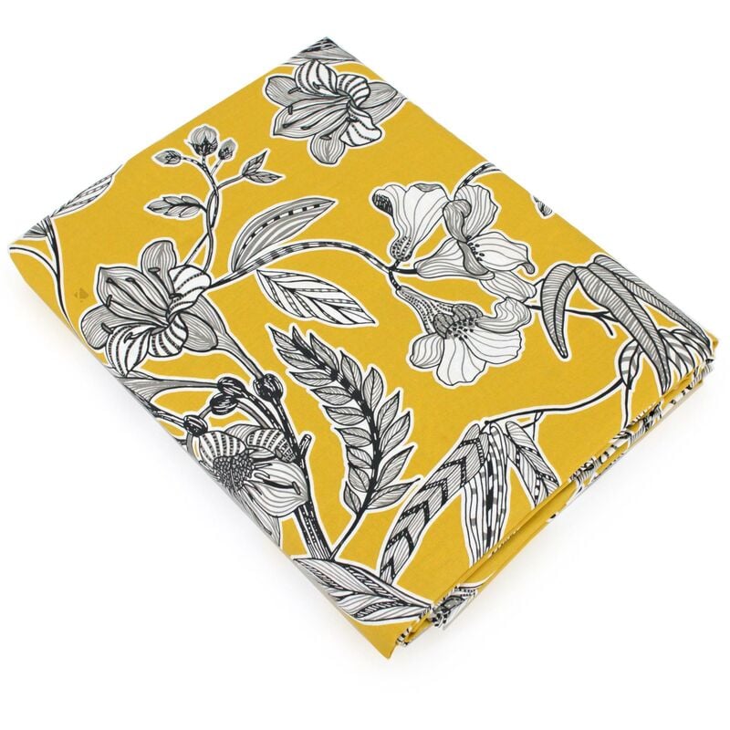 linnea - drap plat botanic nuit 280x325 cm - jaune soleil