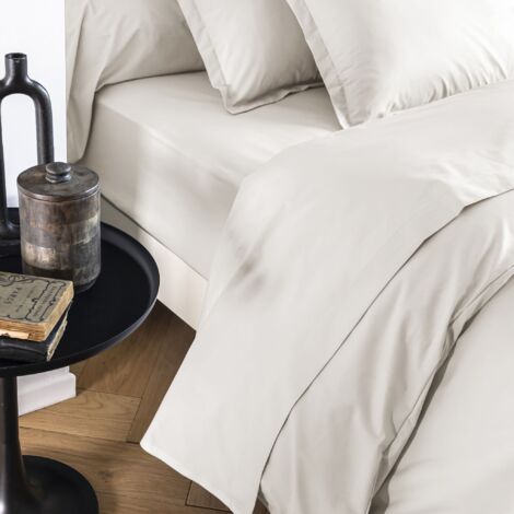 Drap plat coton percale Écru 240x310 - SOMEO - MORPHEE
