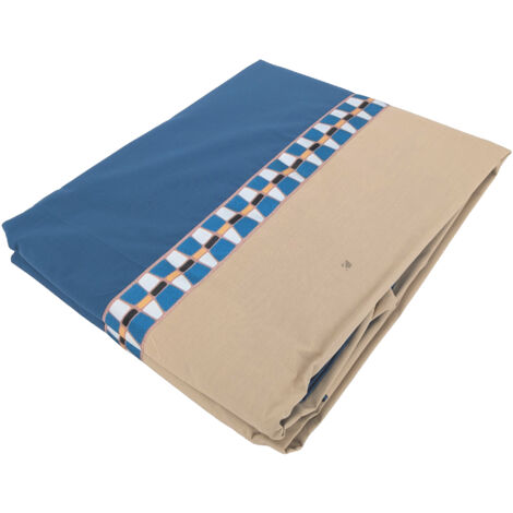 Drap plat en percale de coton LINOA bleu cobalt 240x310 cm