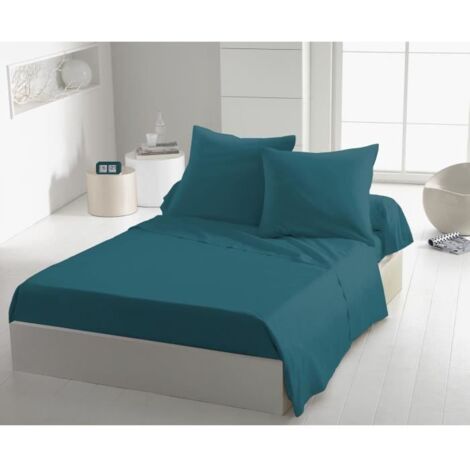 Drap plat - HOME LINGE PASSION - HP72099 - Microfibre 82 g - 240 x 300 cm - Bleu canard
