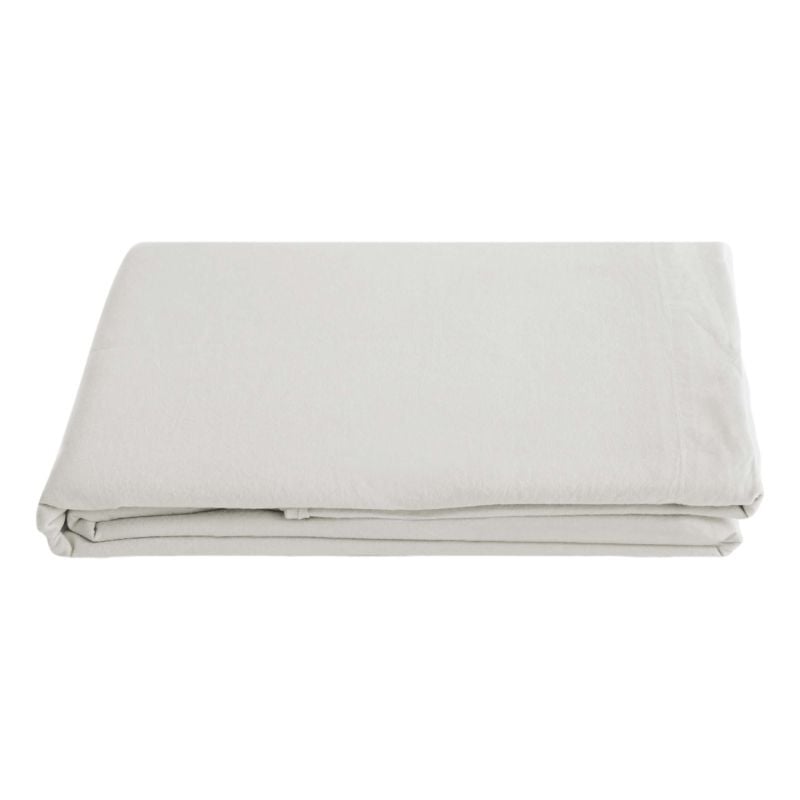 Drap plat Palace pur coton teint lavé, 63 fils/cm² Vent Du Sud Palace Nacre - 240 x 290 cm pour lit 2 places