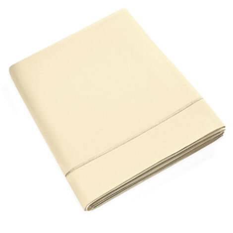 Drap plat percale de coton peigné "Julian" toutes dimensions Coton Pur - Julian Ivoire - 240 x 300 cm pour lit 2 places