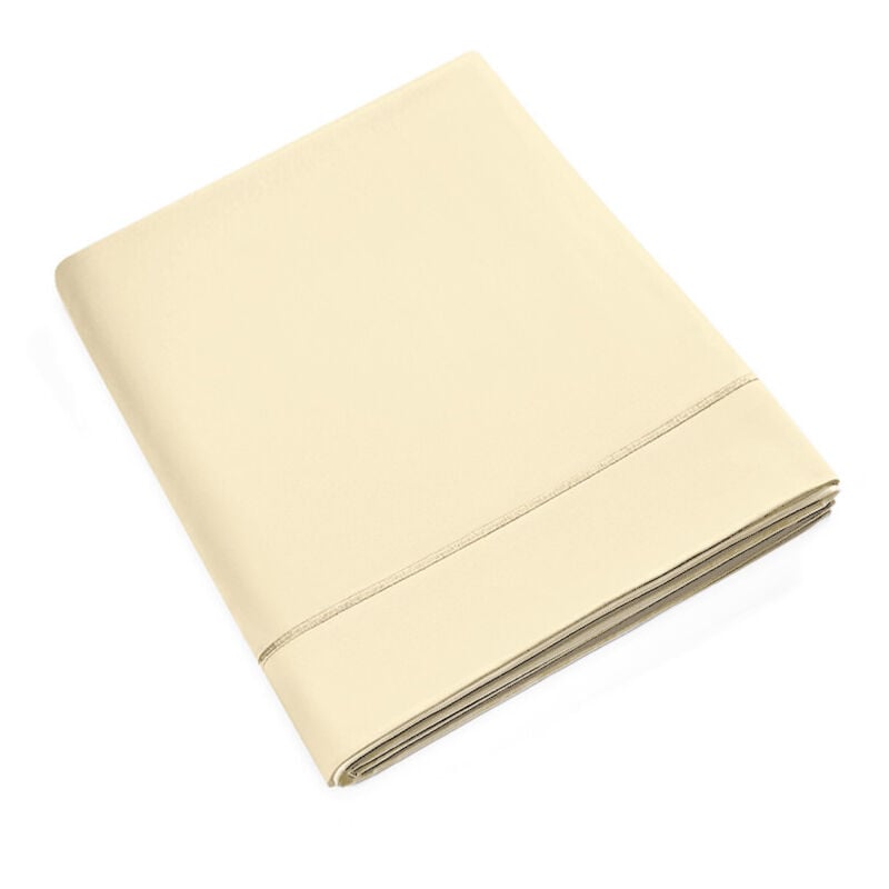 Drap plat percale de coton peigné 'Julian' toutes dimensions Coton Pur Julian Ivoire - 240 x 300 cm pour lit 2 places