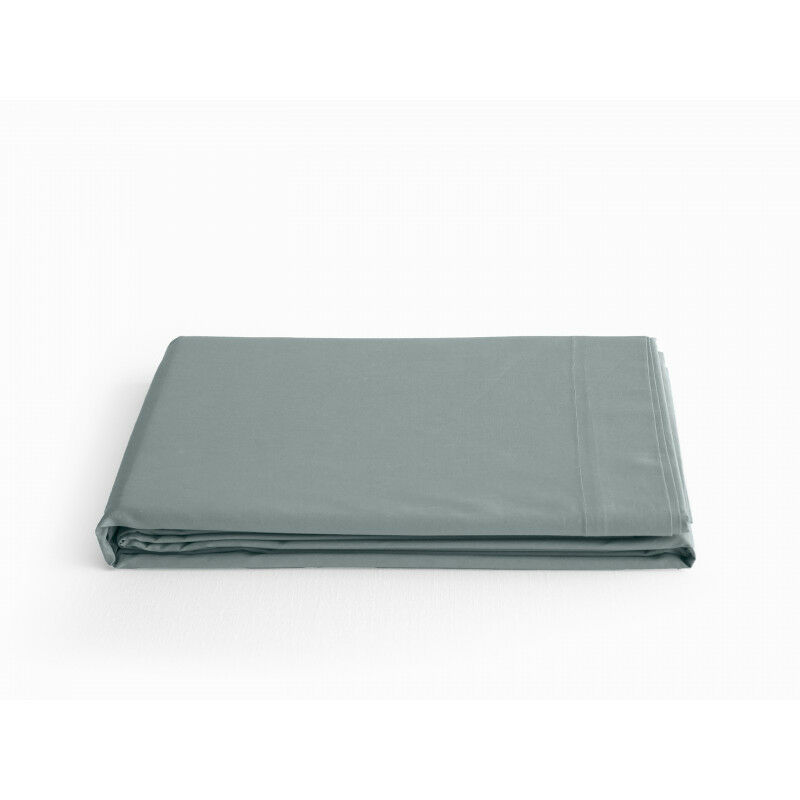 Vent Du Sud - Drap plat percale pur coton peigné longues fibres 80 fils/cm² Lichen - 180 x 290 cm pour lit 1 place