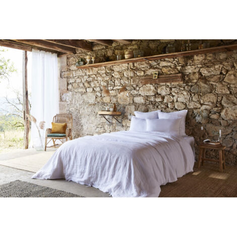 Drap plat "Soline" toutes dimensions Lin lavé - Soline Craie - 240 x 300 cm pour lit 2 places - Soline Craie -