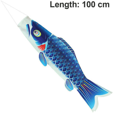 Drapeau carpe décoratif extérieur 100 cm, manche à air en forme de poisson