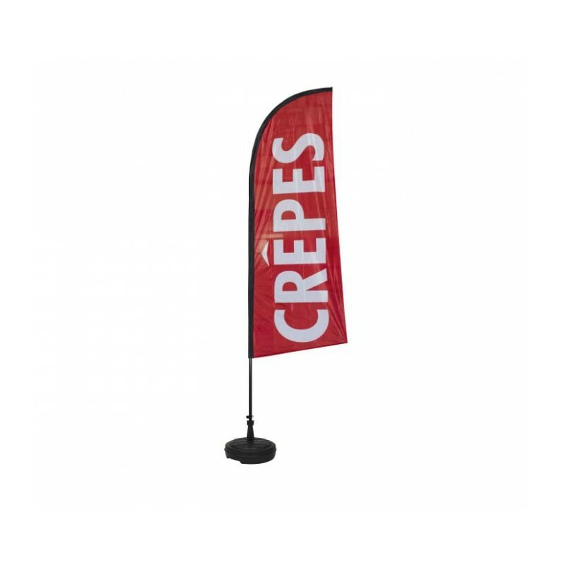 Interface Plv - Drapeau crêpes de dimensions 225 x 85 cm avec son kit socle plastique et mât