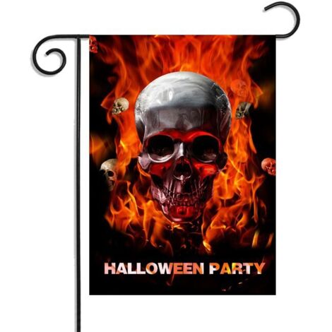 Drapeau d Halloween, drapeau d Halloween, drapeau de jardin extérieur, décoration extérieure de maison, décoration de fête d Halloween 30 x 45 cm en polyester