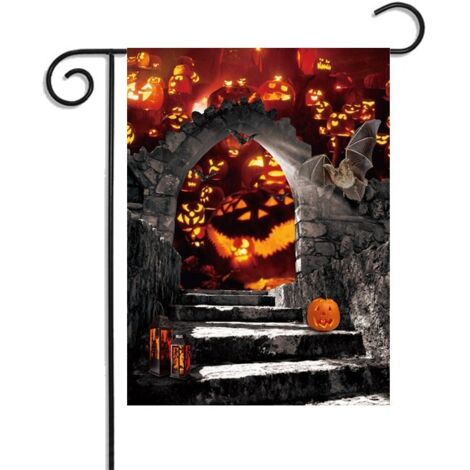 Drapeau d Halloween en une seule pièce, drapeau d Halloween, drapeau décoratif créatif, décoration de cour double face, drapeau de jardin d Halloween (30 x 45 cm)