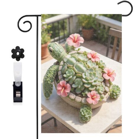 Drapeau de jardin 30 x 45 cm motif tortue et vagues douces toile double face extérieure