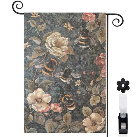 Drapeau de jardin Bienvenue en lin lavable 30 x 45 cm décoratif et élégant jardin et cour
